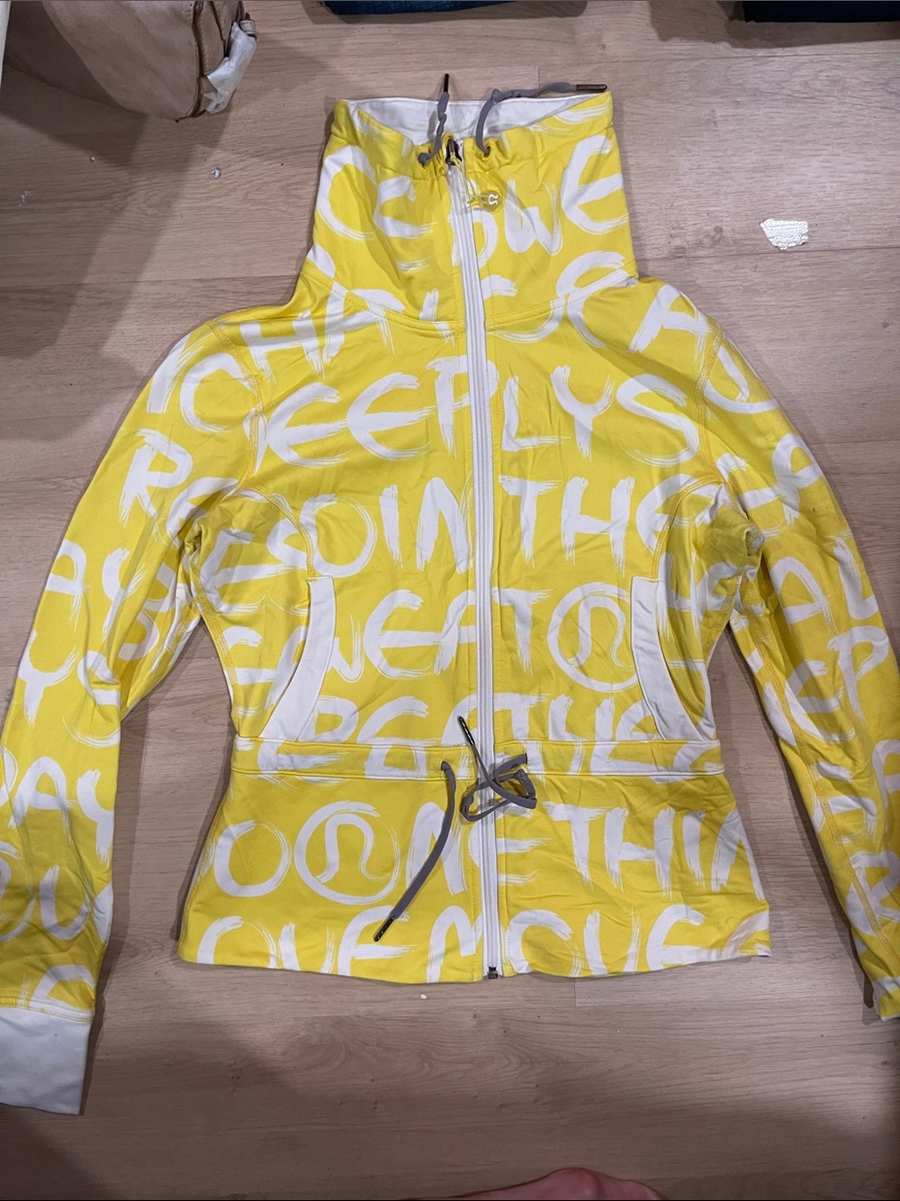 Lululemon Yellow White Graphic Zip-Up Hoodie